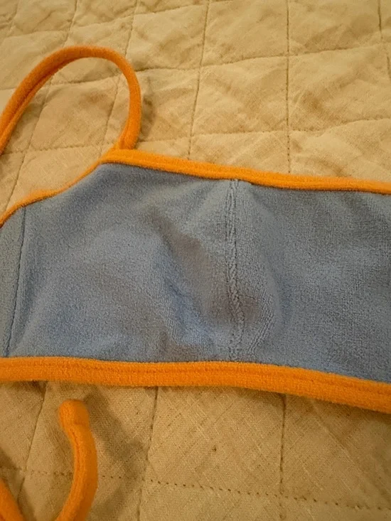 Frankie’s Bikinis Blue with Orange Trim Bikini Set - Picture 4 of 4